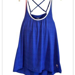 Fila Women’s Blue Cruise Beach Pool Swim Tankini Top Elastic Bra Support Size XL